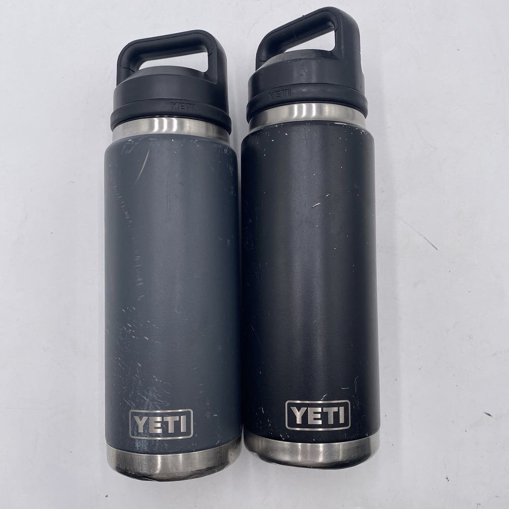 Lot Of 2 Yeti Rambler 26 OZ Bottle Blue Gray Chug Cap SEE PICS SHOWS WEAR